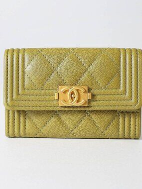 Chanel Card Case Boy Green